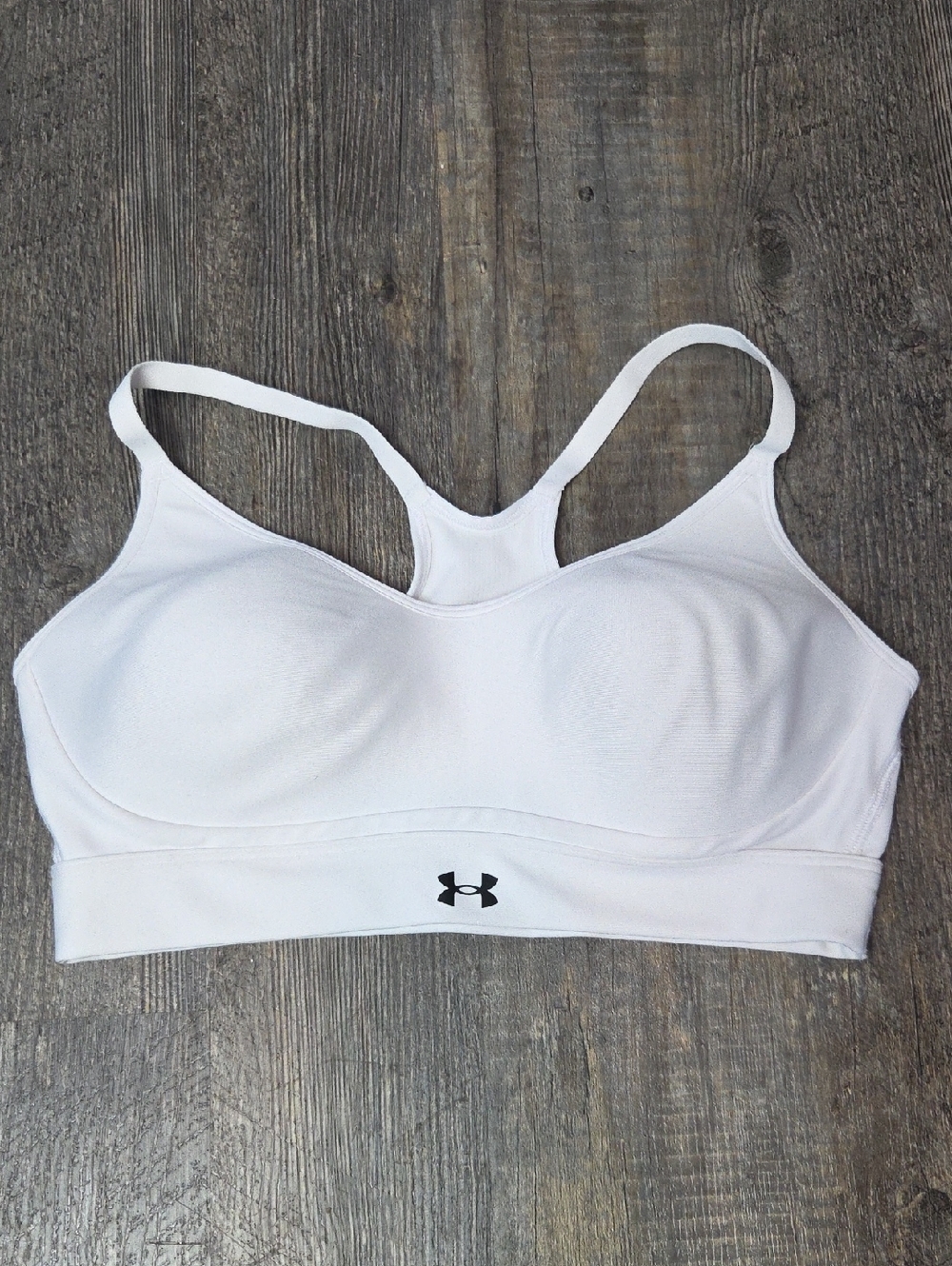 Under Armour White Padded Racerback Sports Bra
